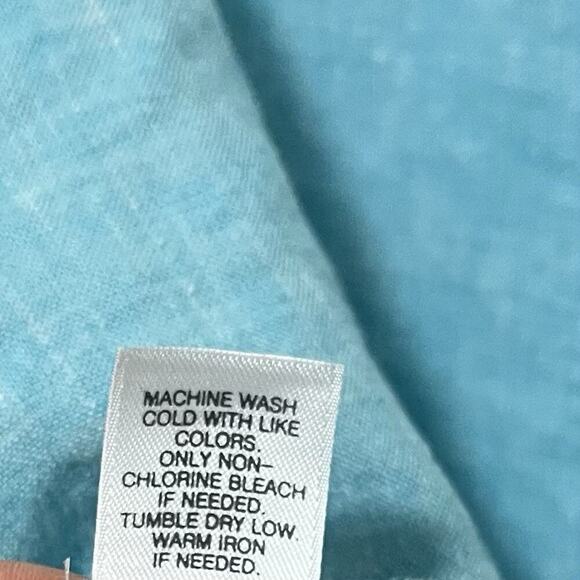 J Jill 100% Linen Boxy Flowy Top Size MP Aqua Blue Coastal Nautical - Picture 5 of 6